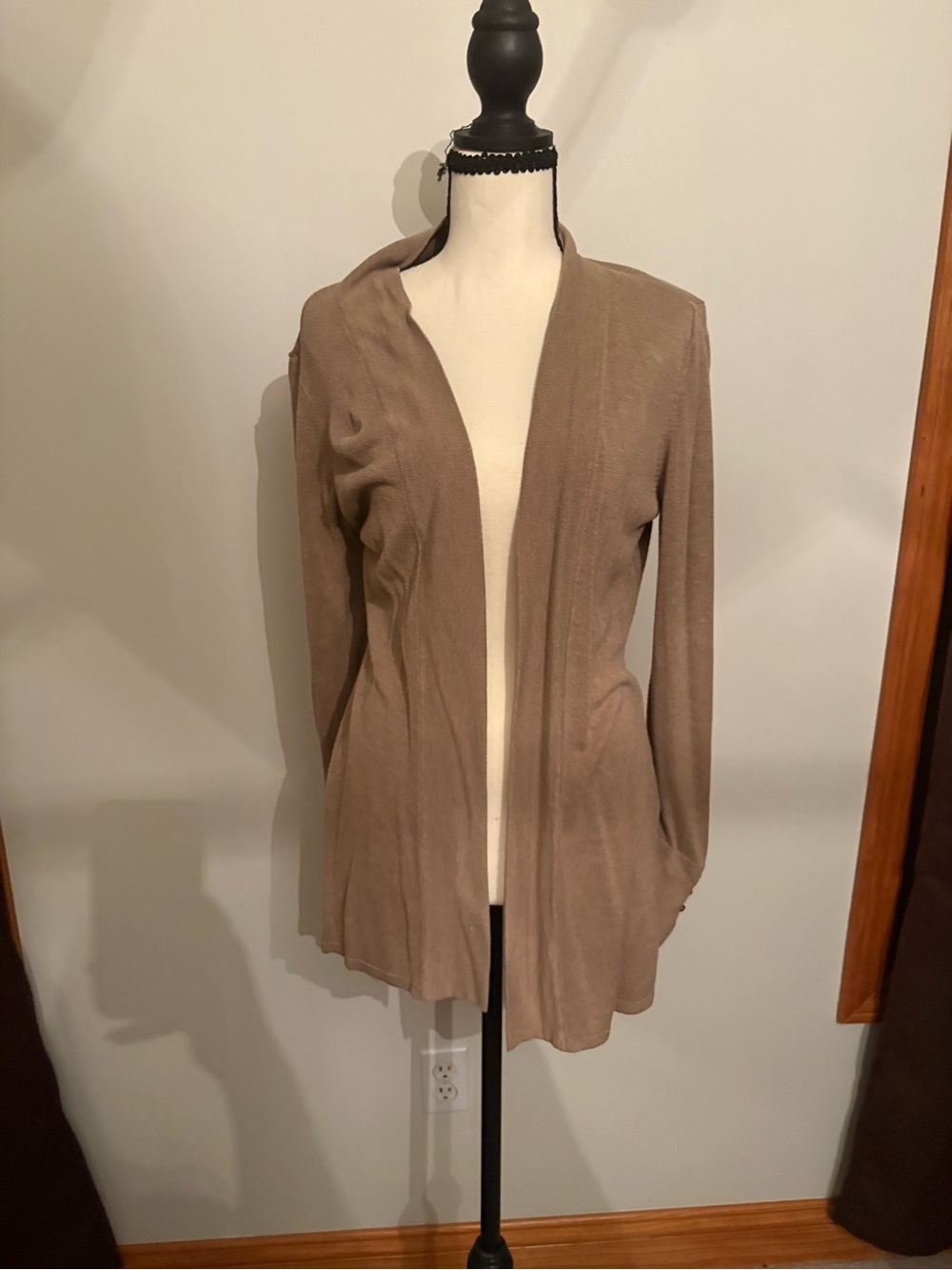 White House Black Market Open-Front Taupe Blazer Cardigan
